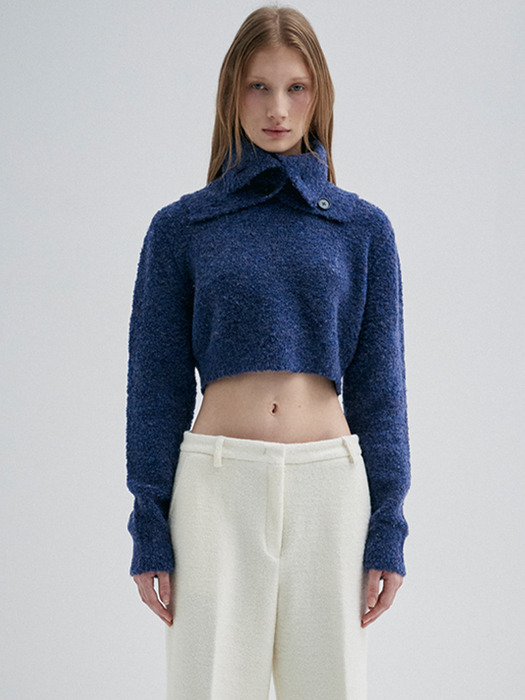 CROPPED BOUCLE KNIT TOP_PURPLE