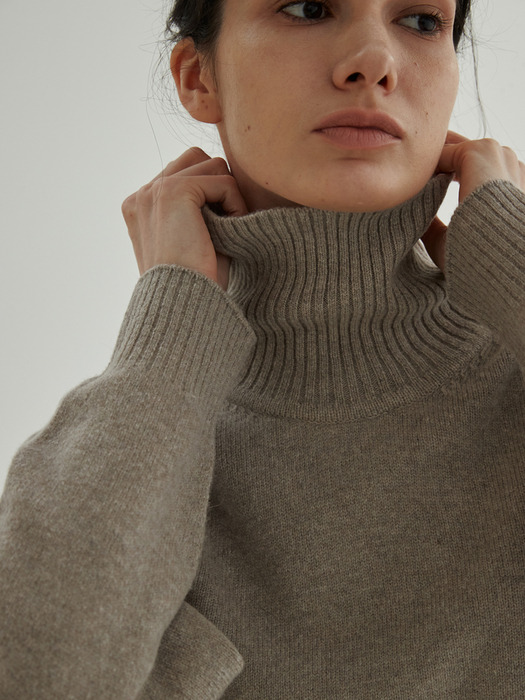 Whole Garment Alpaca Turtleneck (Sand Beige)