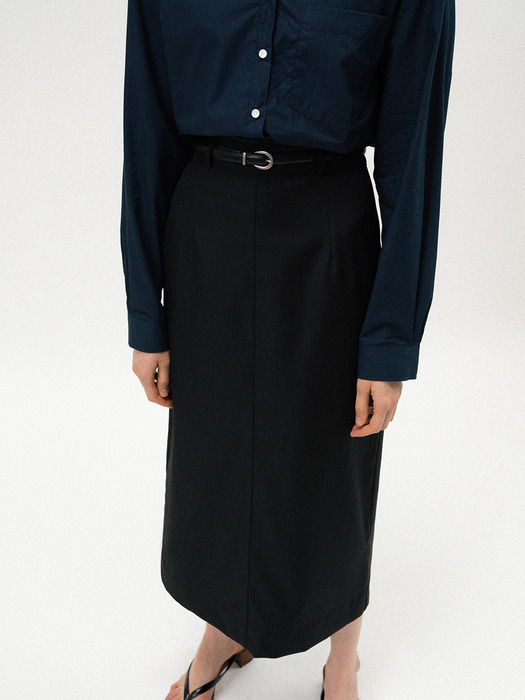  Kate maxi slit skirt (Black)