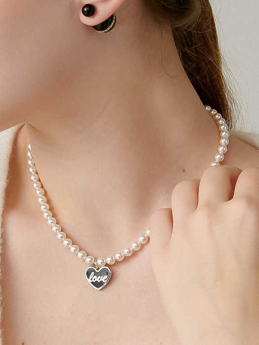 Love Letter Pearl Silver Necklace In492 [Silver]