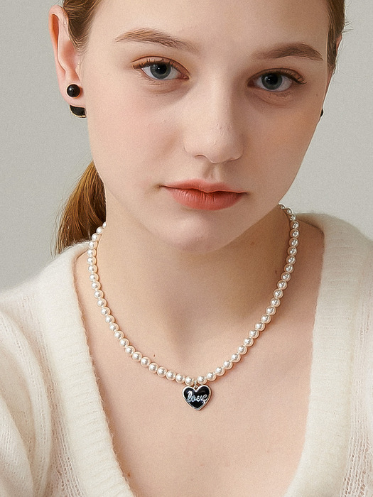 Love Letter Pearl Silver Necklace In492 [Silver]