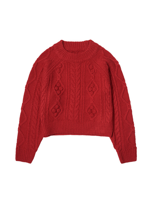 KN4241 Grandma cable round knit_Red