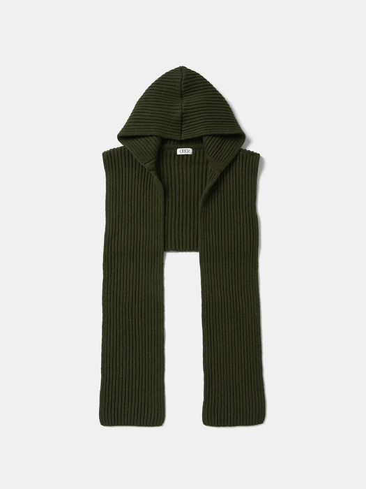 merino hood warmer muffler-khaki