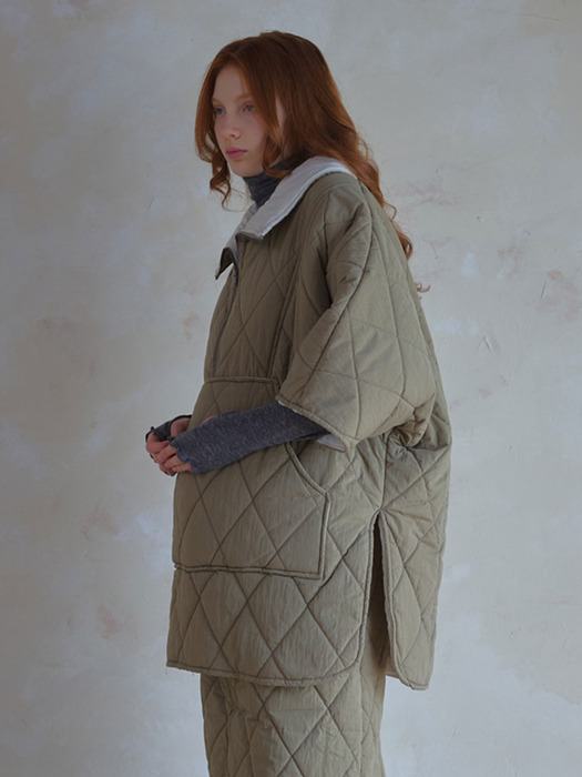 Half quilted padded anorak