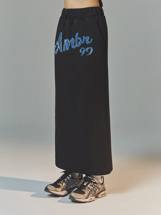 Denim AMBLER Straight Long Skirt ASK302 (Black)