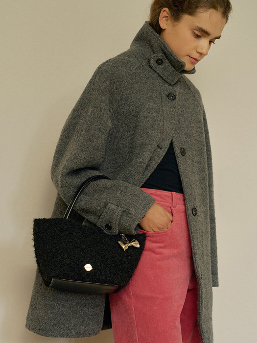 T Hairy Wool Tote Bag_Black