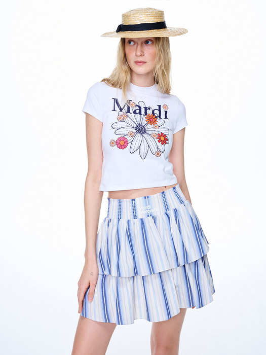 CROPPED TSHIRT FLOWERMARDI BLOSSOM_WHITE NAVY