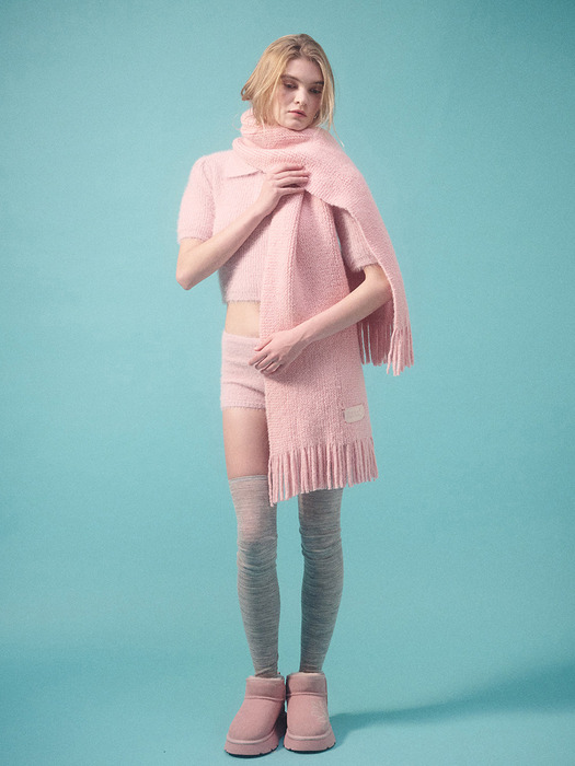 ALPACA BLENDED MUFFLER FRINGE_LIGHTPINK