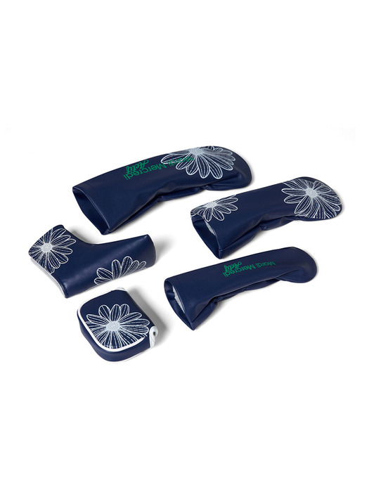 BLADE PUTTER COVER DUO FLOWERS_NAVY GREEN