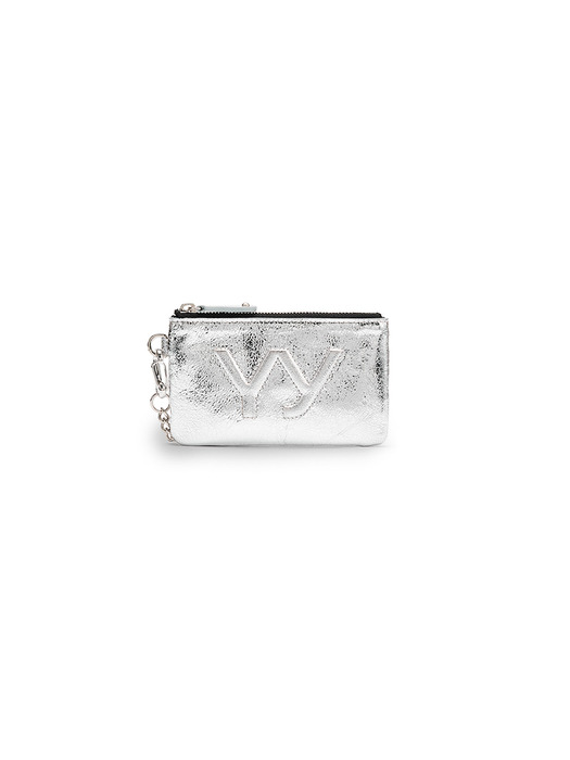 YY CHAIN WALLET WITH MIRROR, SILVER