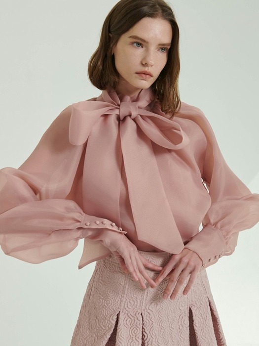 Organza Ribbon Blouse [Marsala Pink]