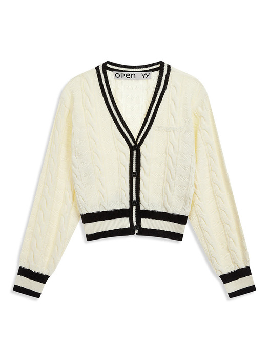 HEART&CABLE CARDIGAN, IVORY