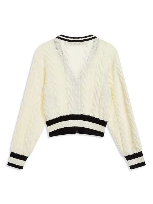 HEART&CABLE CARDIGAN, IVORY
