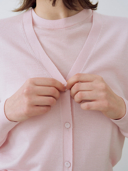 Silk Cashmere Knit Cardigan Light Pink