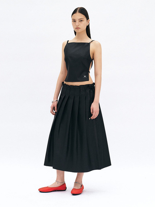 String Pleats Skirt (Black)