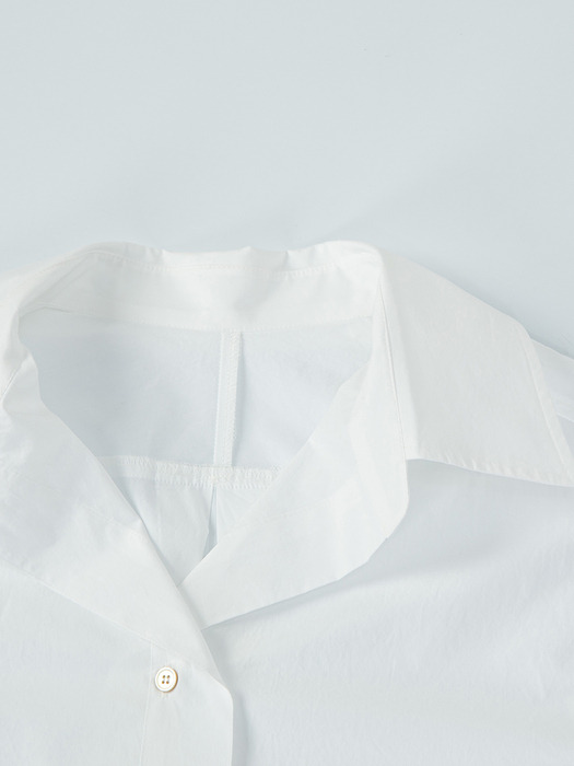 24SS 100%Cotton Open Collar Shirt - White