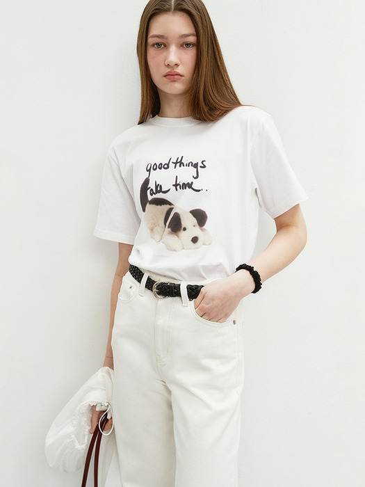 UNISEX PUPPY T-SHIRT OFF WHITE_UDTS4B134OW