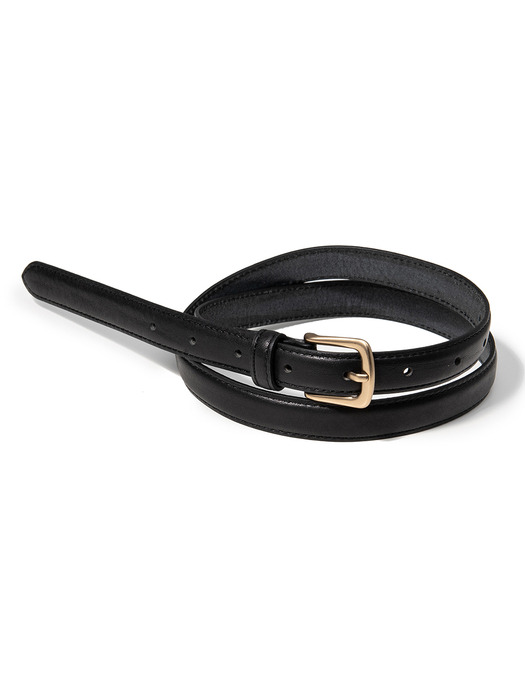 (W) simple vintage cowhide leather belt (T022_black)