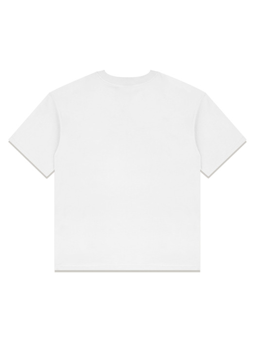 UNISEX 오버핏 베어프렌즈 엠보 로고 반소매 티셔츠 화이트(FCE2TS406M)