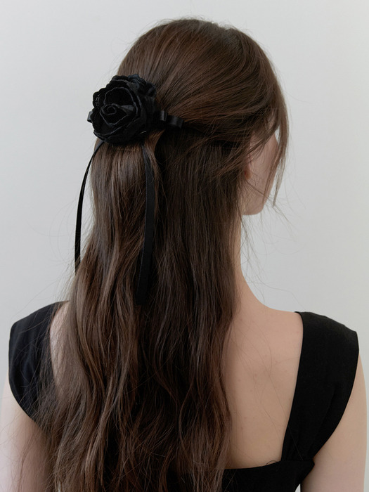 black rose ribbon pin