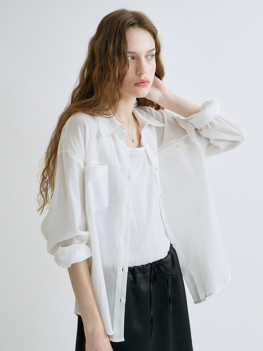 S See Through Pocket Shirt_White