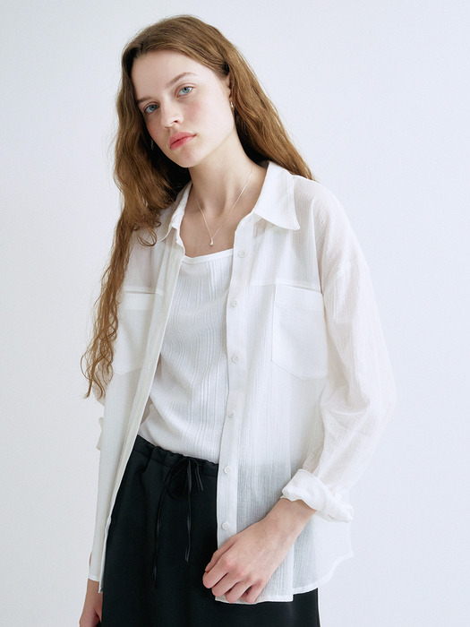 S See Through Pocket Shirt_White