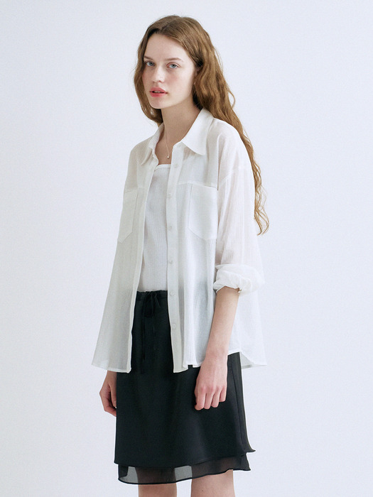 S See Through Pocket Shirt_White