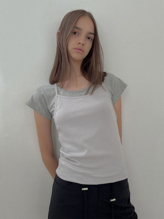 [24 SUMMER][SALT Label] JESSIE LAYERED HALTER TOP_GRAY