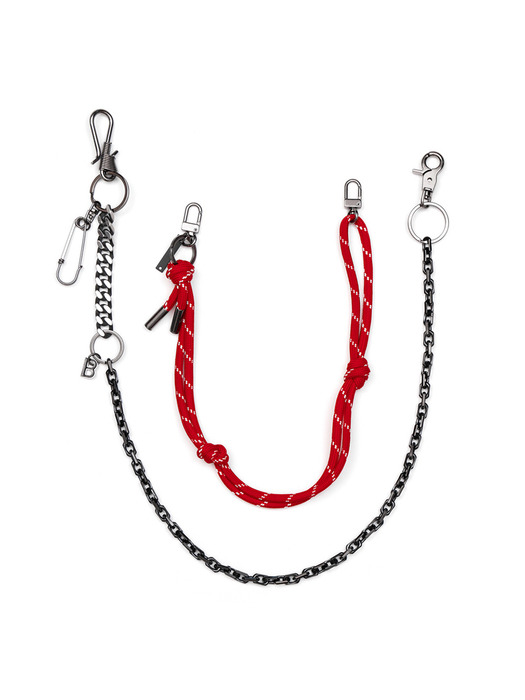 BBD 2-Line Detachable Rope Pants Chain (Black&Red)