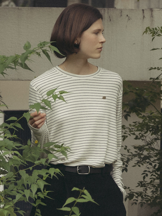 Comfortable striped T-shirt_Ivory