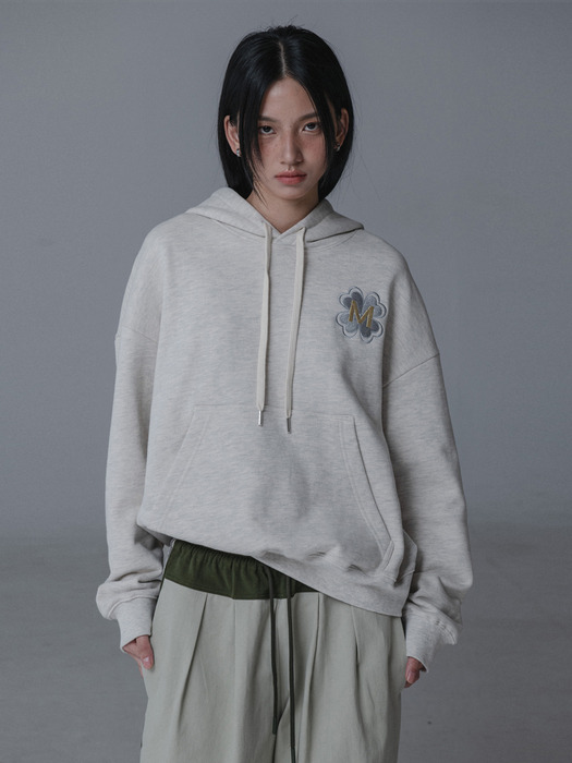 CLOVER M NEEDLEWORK HOODY_OATMEAL