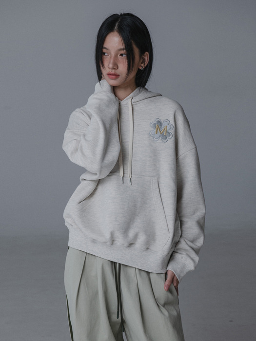 CLOVER M NEEDLEWORK HOODY_OATMEAL