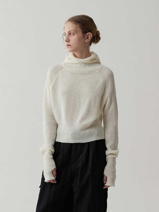 balaclava alpaca pullover-ivory