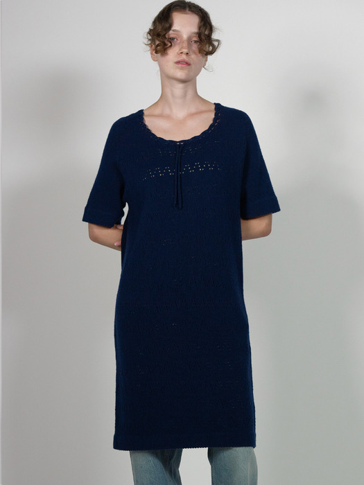 Via Glenn wool knit onepiece (Navy)