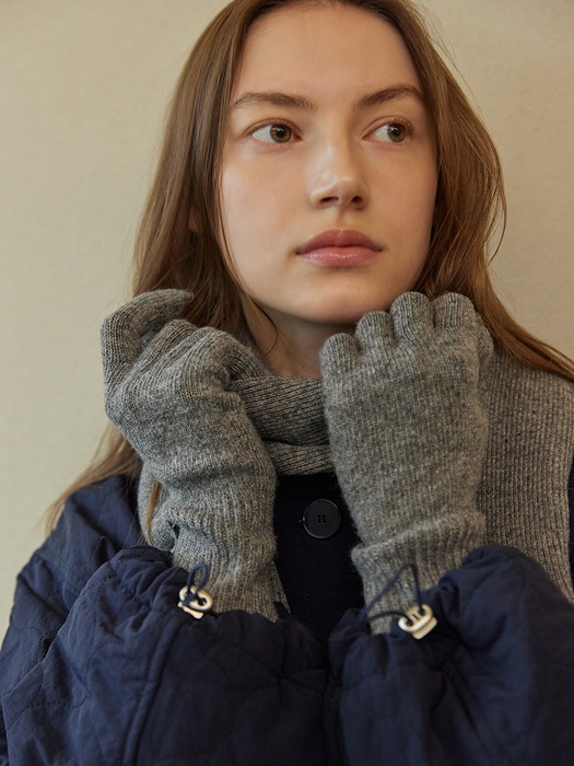 [세트]WOOL KNIT MUFFLER&GLOVES SET_grey