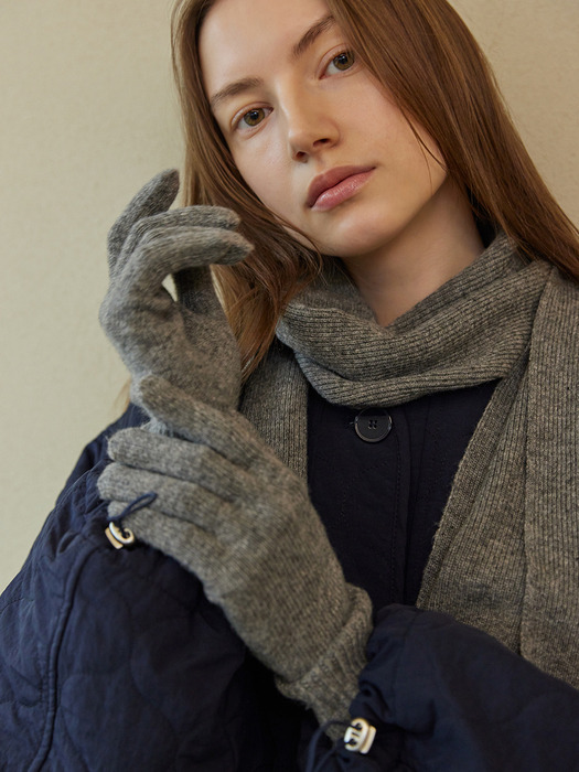 [세트]WOOL KNIT MUFFLER&GLOVES SET_grey