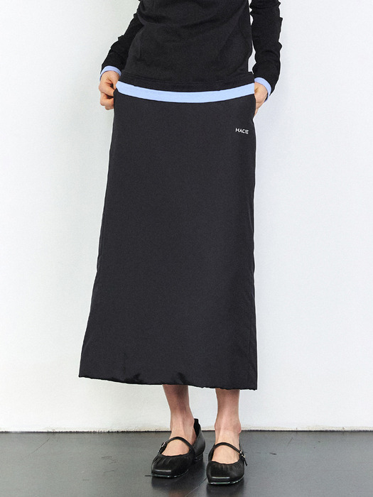 BANDING DETAIL PADDING LONG SKIRT [3COLORS]