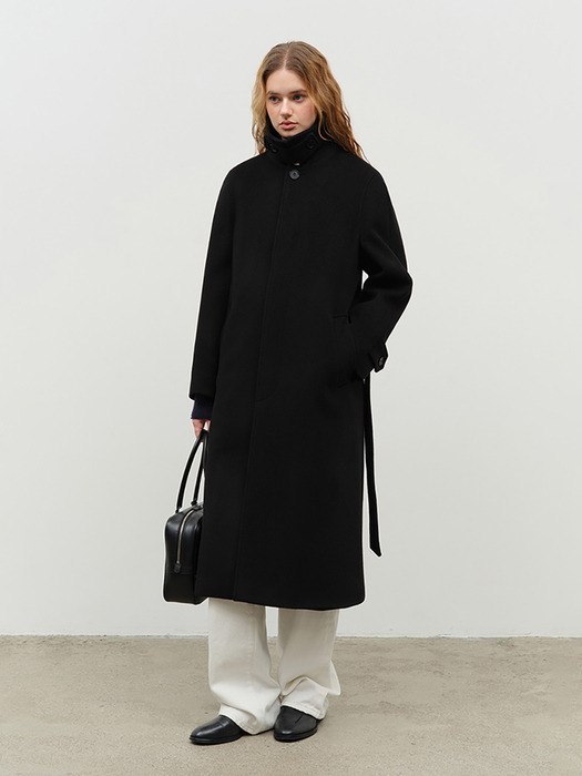 UNISEX BELTED WOOL MAC COAT BLACK_UDCO4D123BK