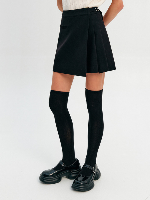 로얄 울 랩 플리츠 스커트_블랙 / ROYAL WOOL RAP PLEATS SKIRT_BLACK