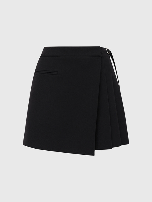 로얄 울 랩 플리츠 스커트_블랙 / ROYAL WOOL RAP PLEATS SKIRT_BLACK