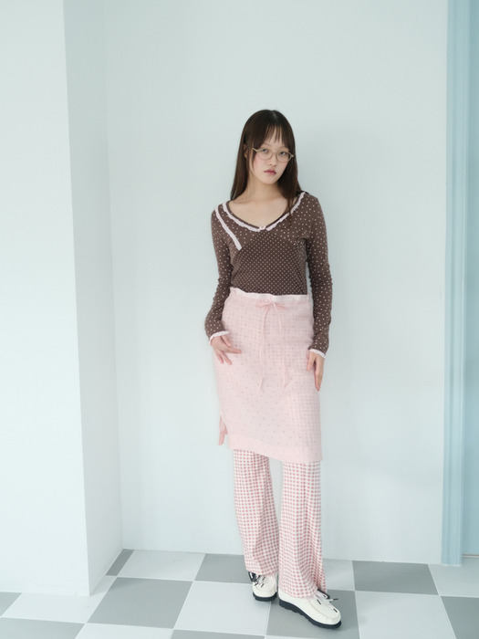【SHAKIRI】TART GINGHAM BOOTCUT PANTS 샤키리]TART GINGHAM BOOTCUT PANTS _VINTAGE ROSE