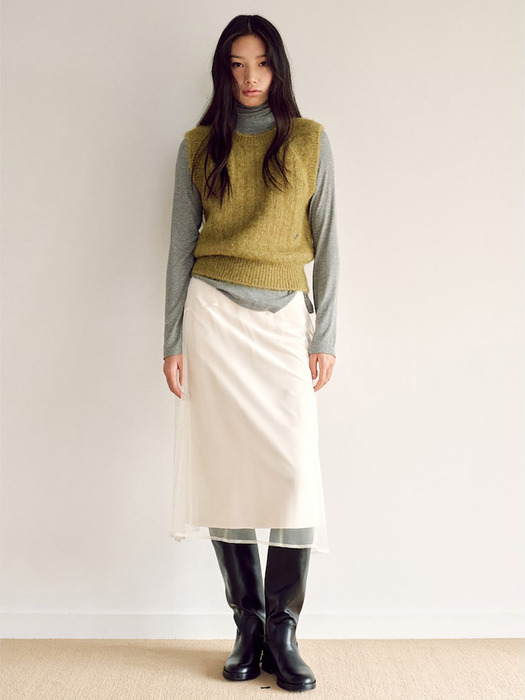 Velvet Layered Skirt  Ivory (KE4X27M030)