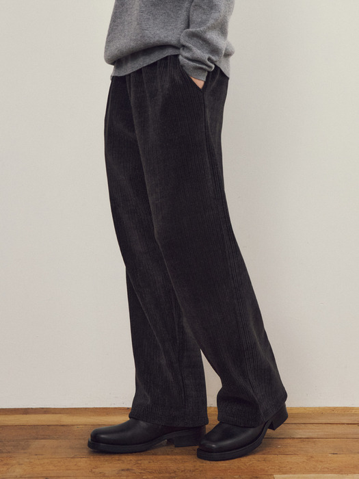 Flannel Fleece Corduroy Pants BLACK