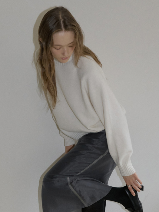 CASH MERINO WOOL ROUND KNIT_IVORY