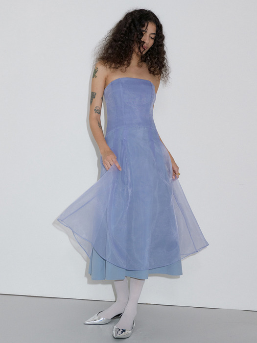 TUBE TOP ORGANZA DRESS_PALE BLUE