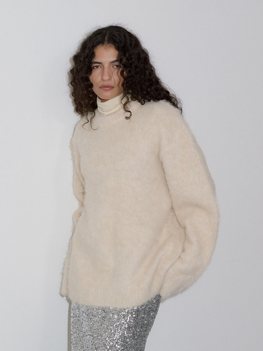 OVERSIZE HAIRY KNIT _CREAM