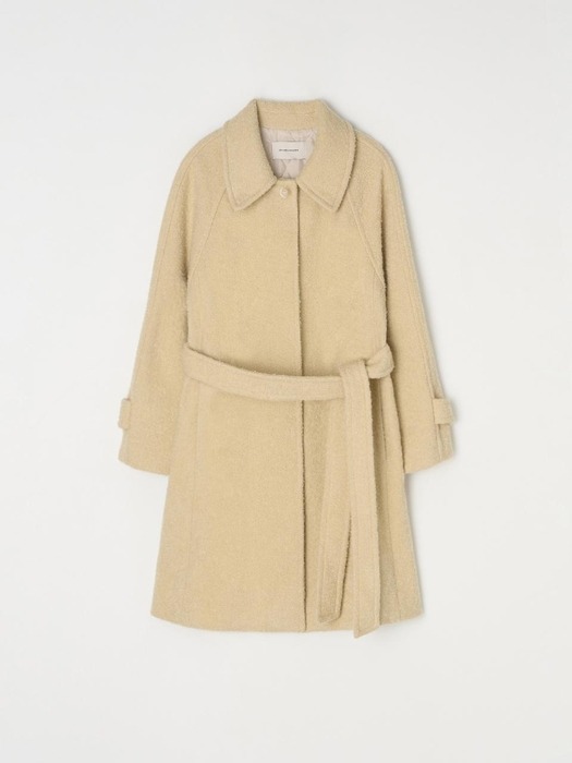 Raglan boucle half coat - Butter beige