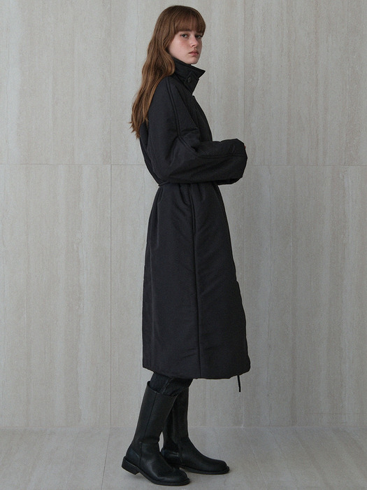 padded balmacaan coat (black)