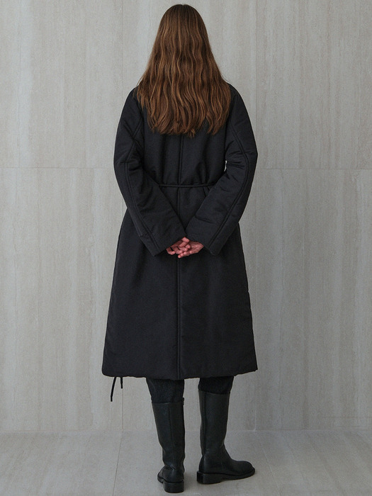 padded balmacaan coat (black)