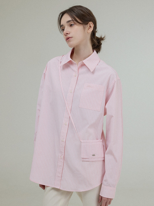 SLOT STRIPE SHIRT [PINK]